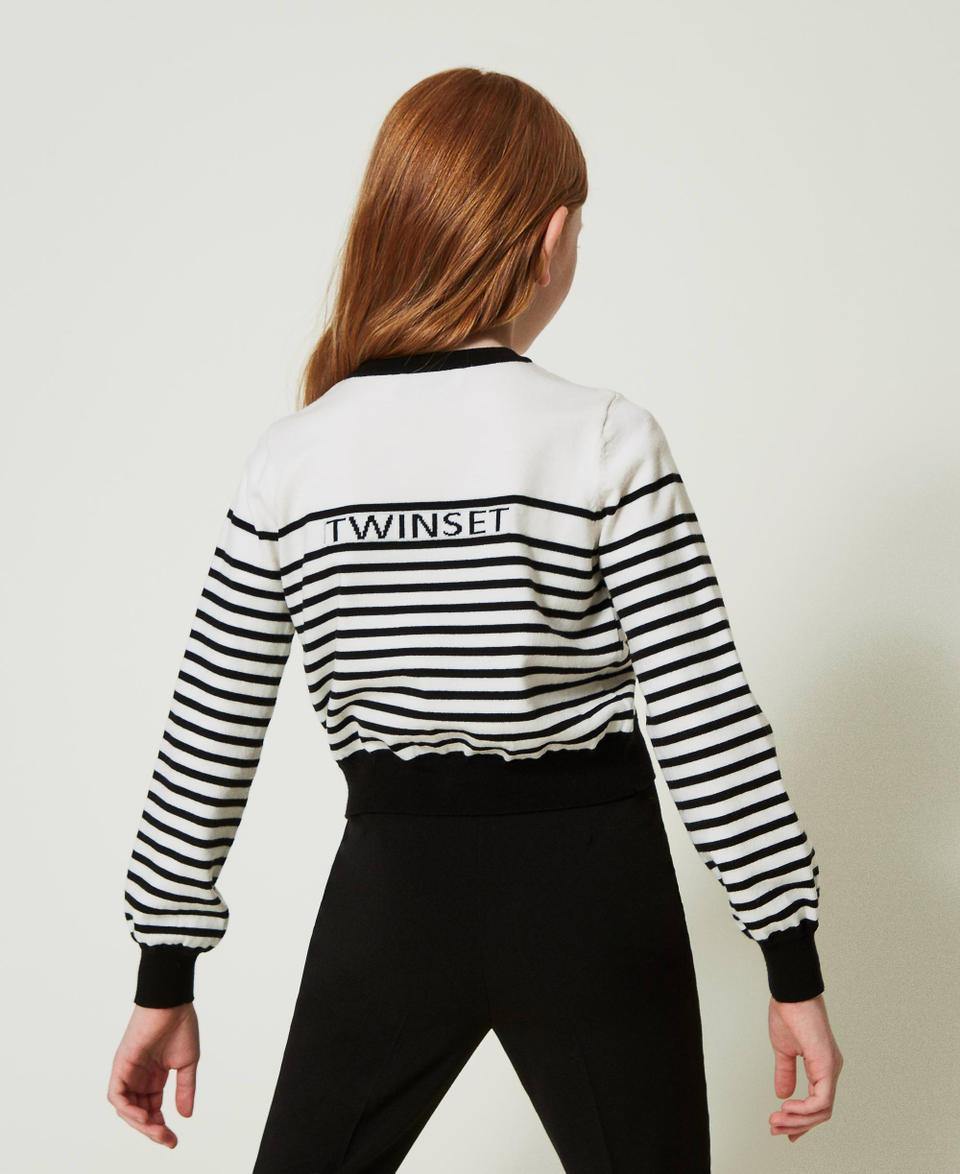 Twin Set Cardigan a righe con logo jacquard Offerte giornaliere