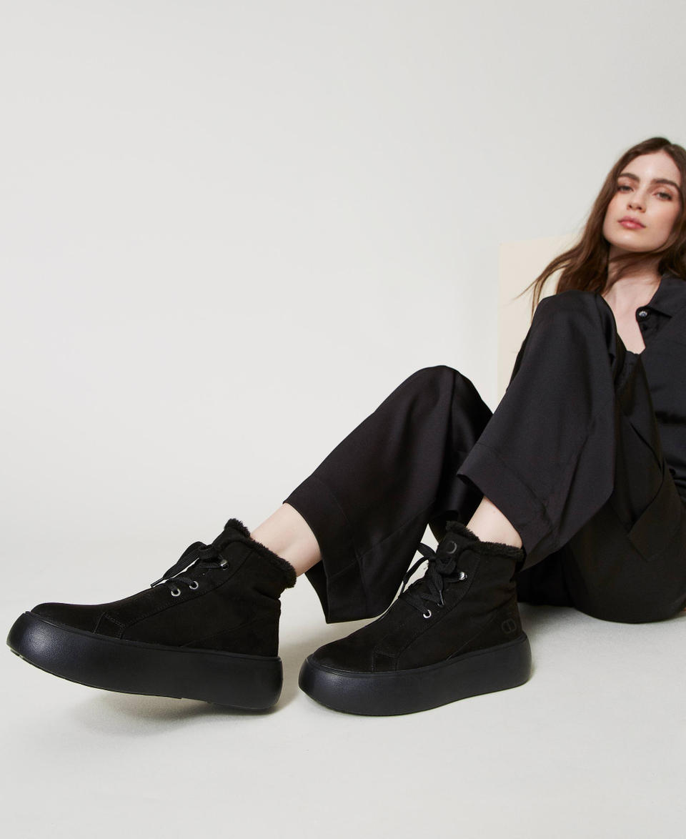 Twin Set Sneakers alta con faux fur Offerta speciale della fabbrica