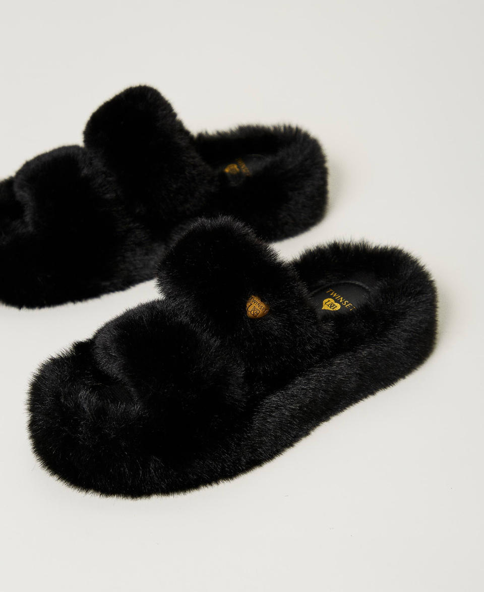 Twin Set Sandali slide in faux fur Trasporto libero internazionale