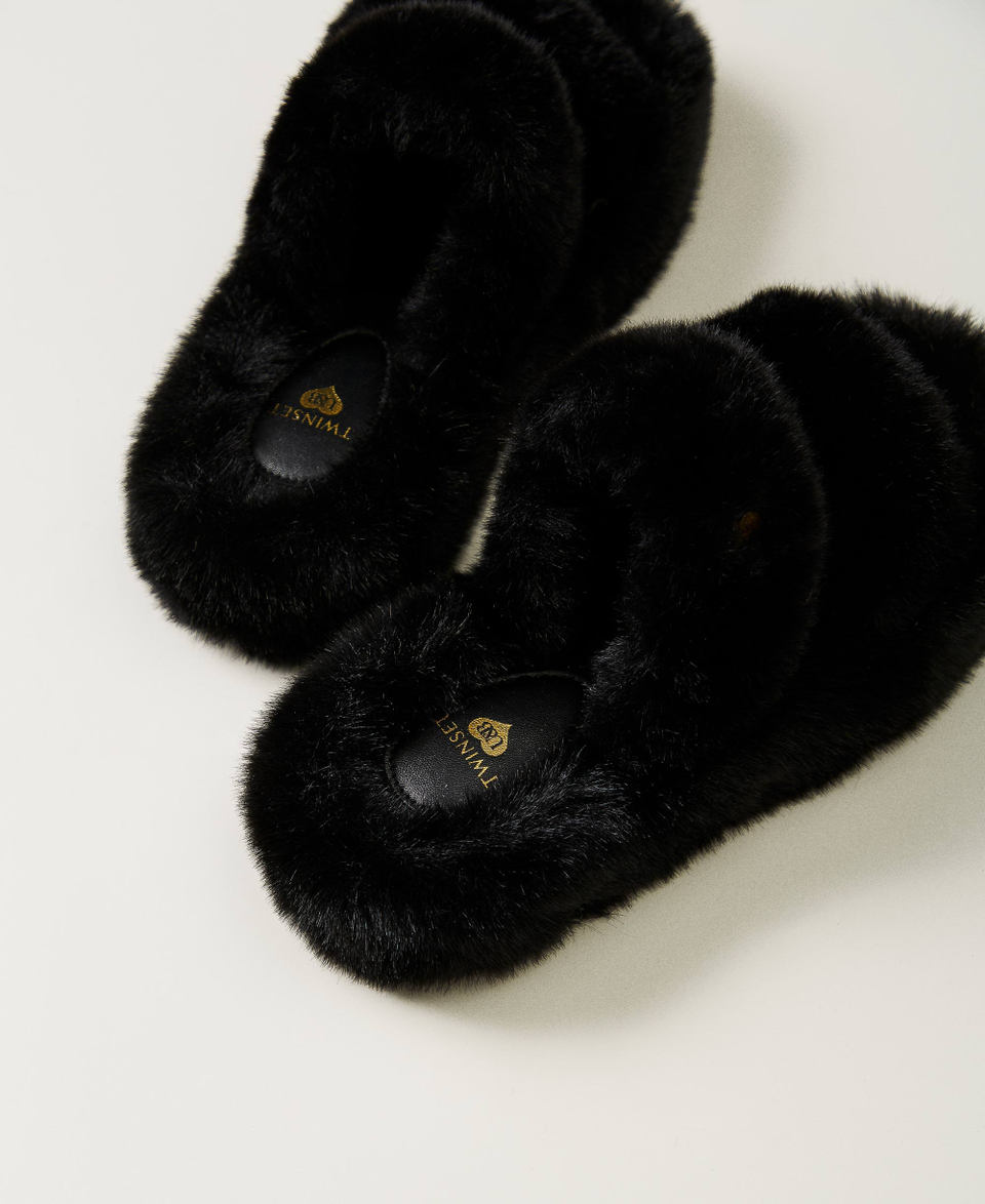 Twin Set Sandali slide in faux fur Trasporto libero internazionale