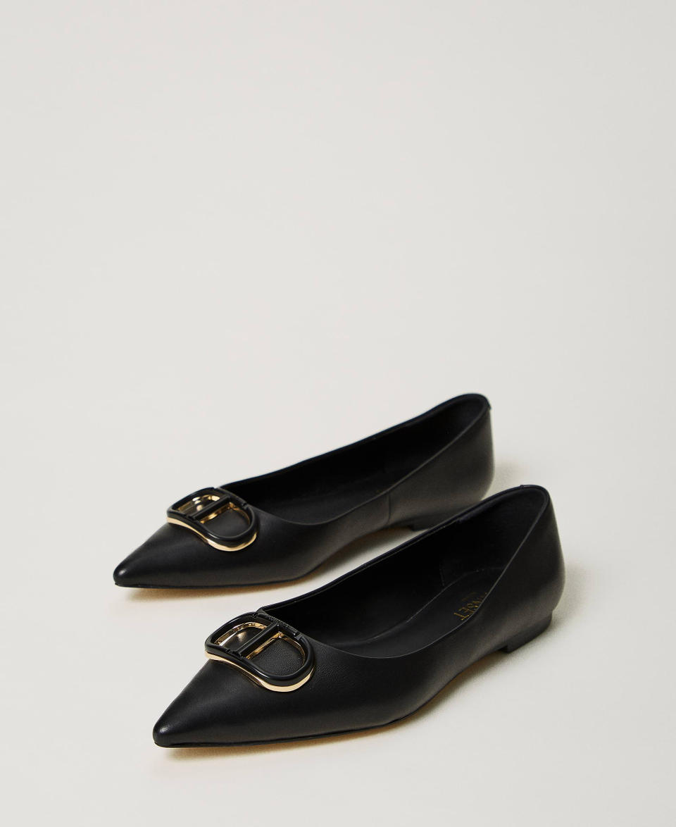 Twin Set Ballerine in pelle con Oval T Italy