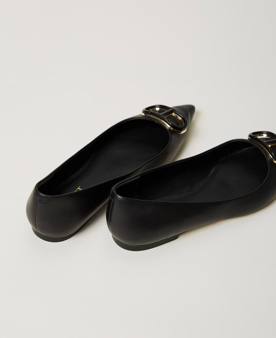 Twin Set Ballerine in pelle con Oval T Italy