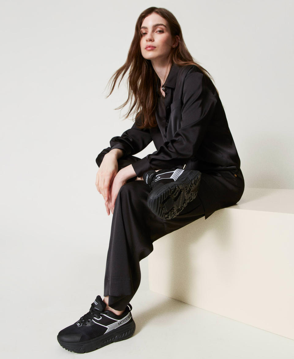 Twin Set Sneakers Fessura a righe con logo a contrasto Vendita