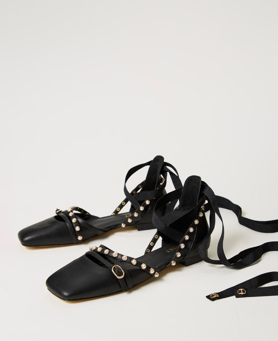 Twin Set Ballerine con perle e nastri Negozi Online