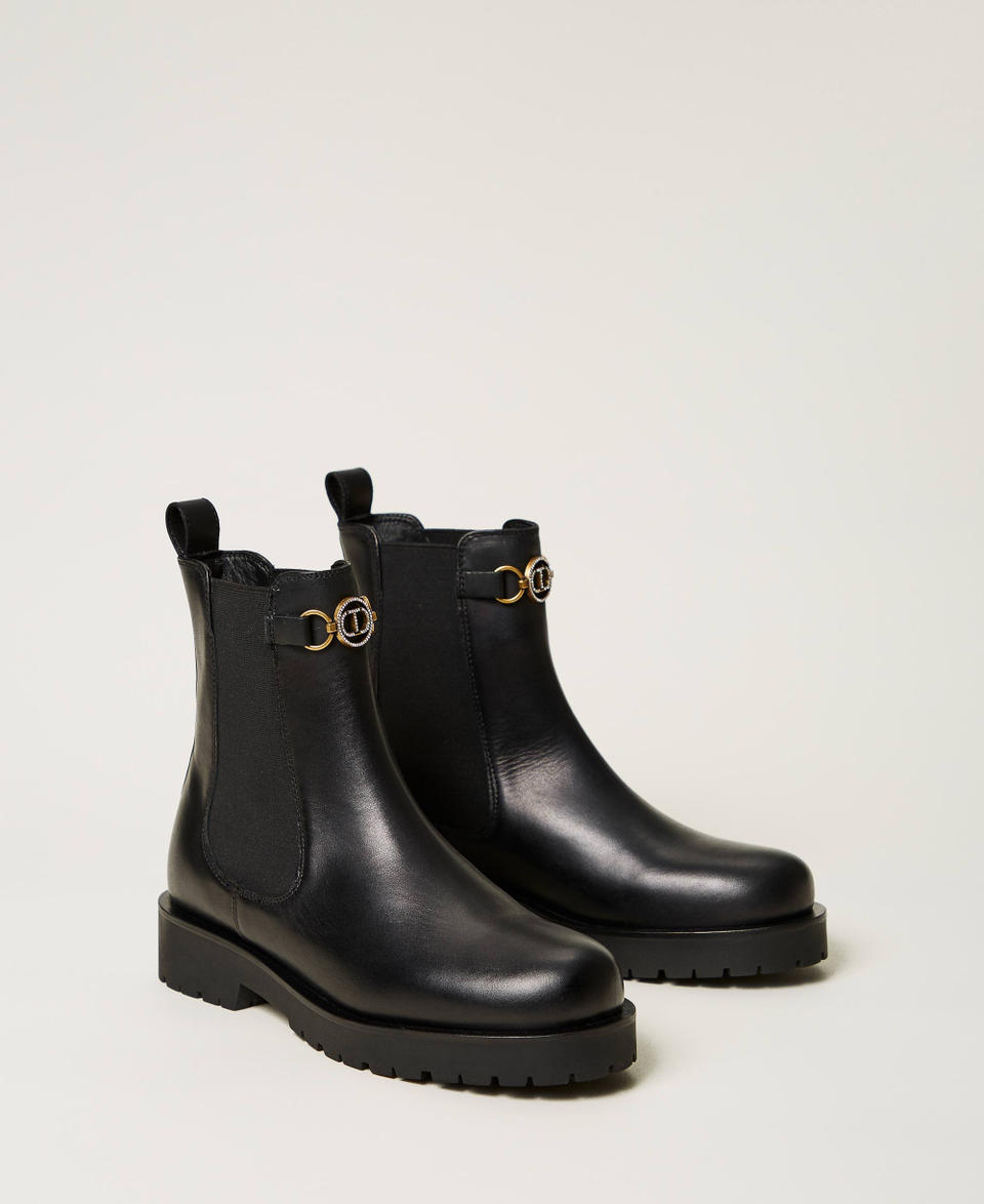 Twin Set Stivali chelsea in pelle con Oval T Affare Del Giorno