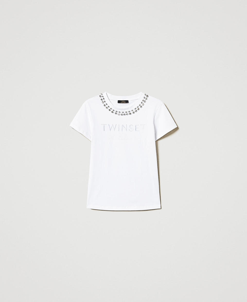 Twin Set T-shirt con ricamo a mano e logo Presa