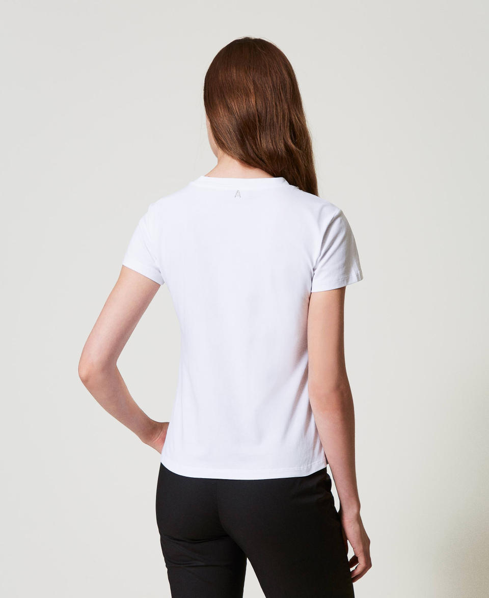 Twin Set T-shirt con ricamo a mano e logo Presa