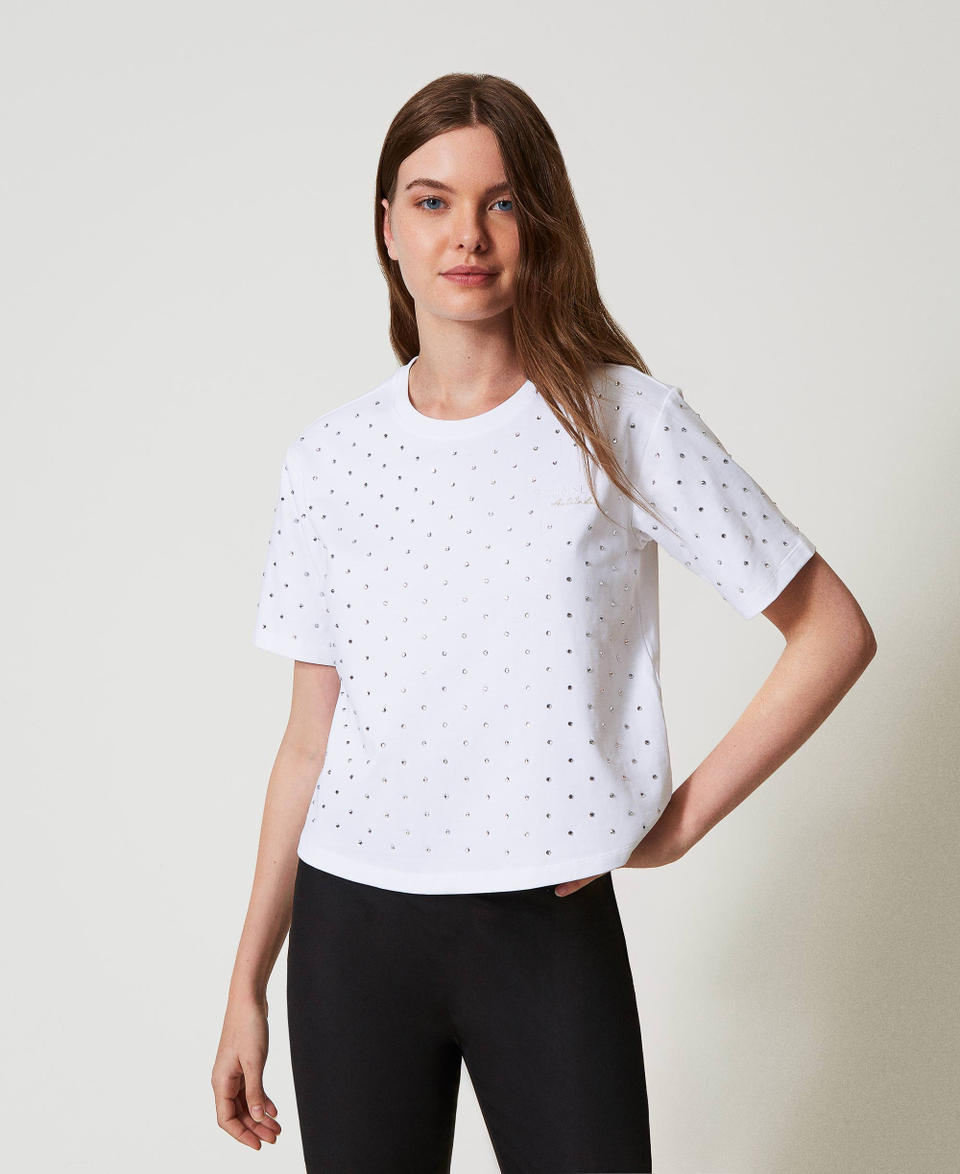 Twin Set T-shirt boxy con strass Sconto