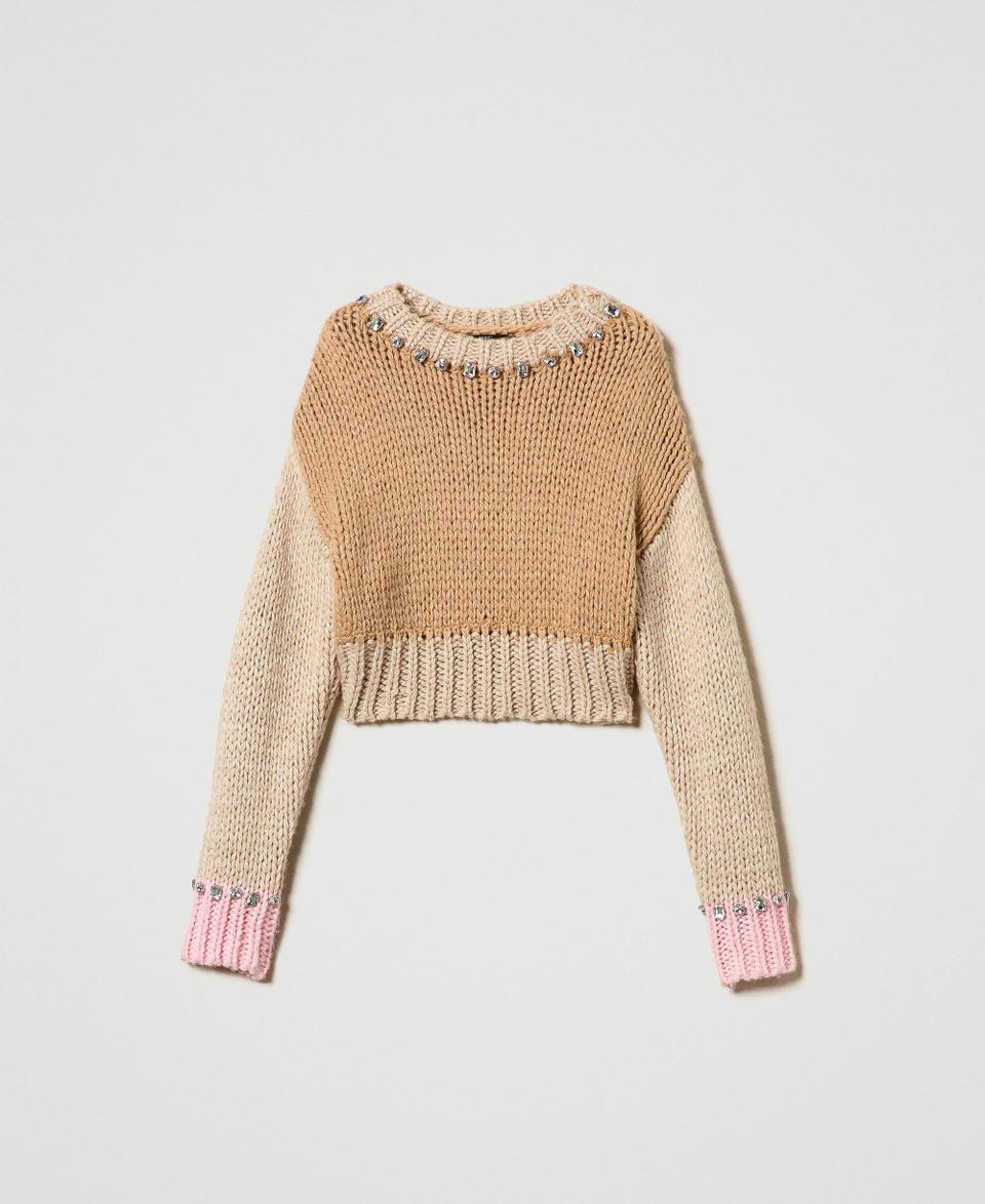 Twin Set Maglia color block con ricami a mano Outlet