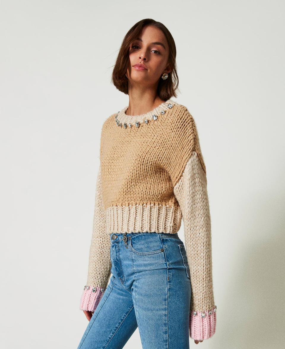 Twin Set Maglia color block con ricami a mano Outlet