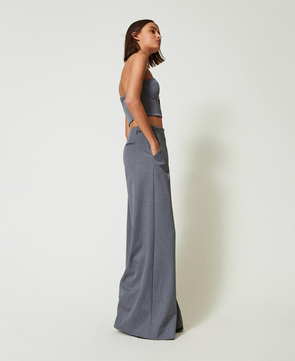 Twin Set Pantaloni a palazzo MYFO con ricamo Saldi