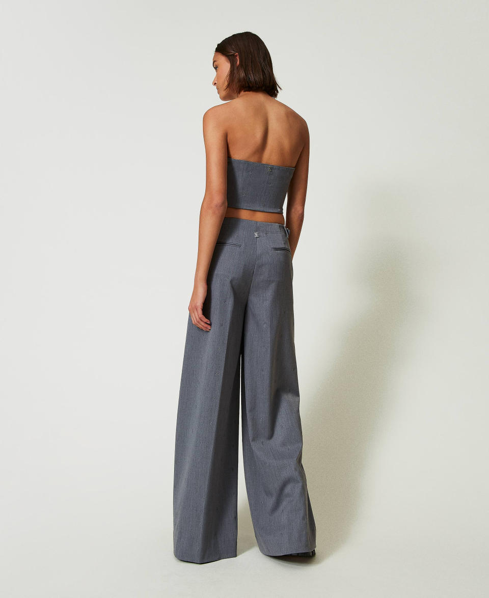 Twin Set Pantaloni a palazzo MYFO con ricamo Saldi