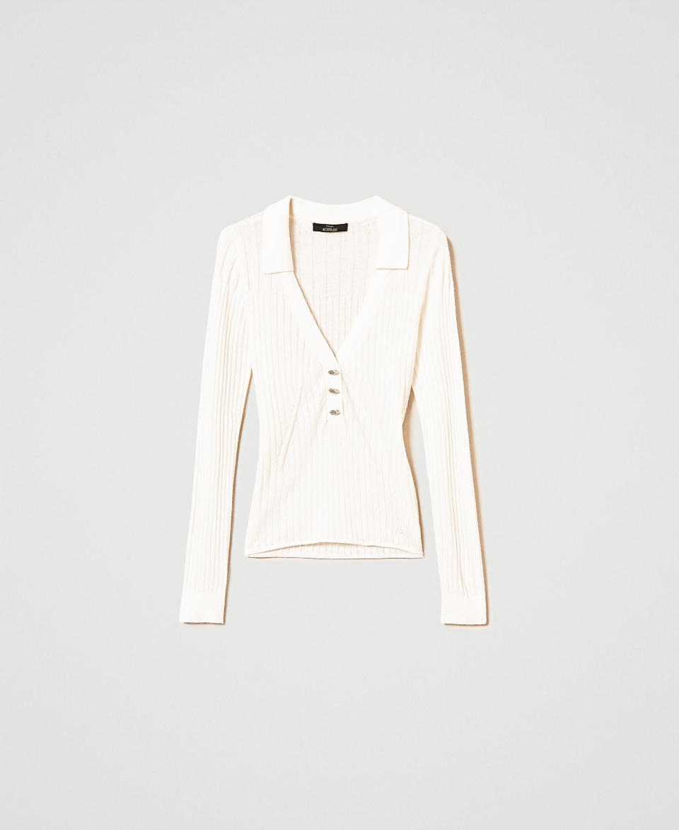 Twin Set Maglia a coste con ricamo Offerte