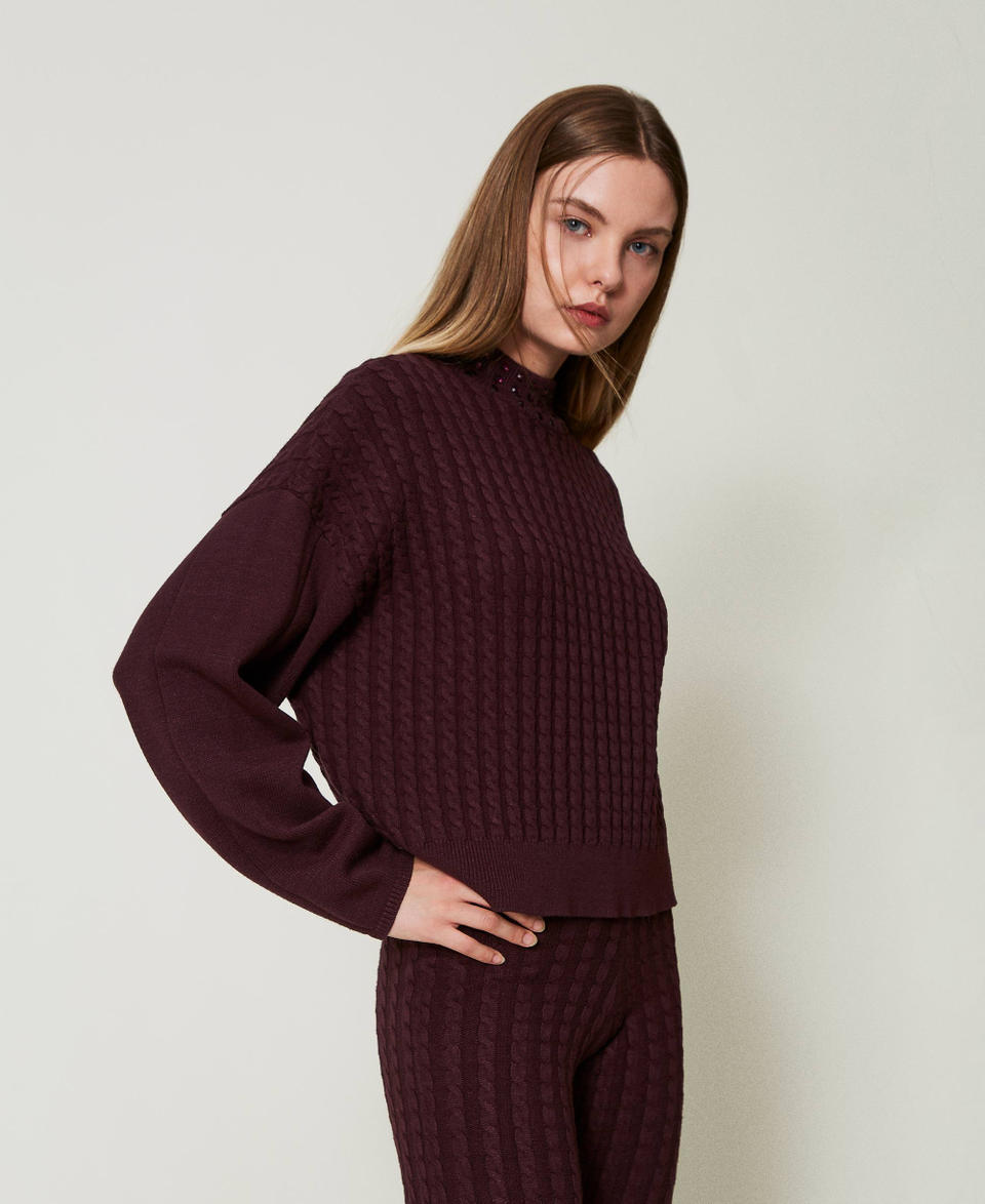 Twin Set Maglia lupetto a trecce con strass Hotsell