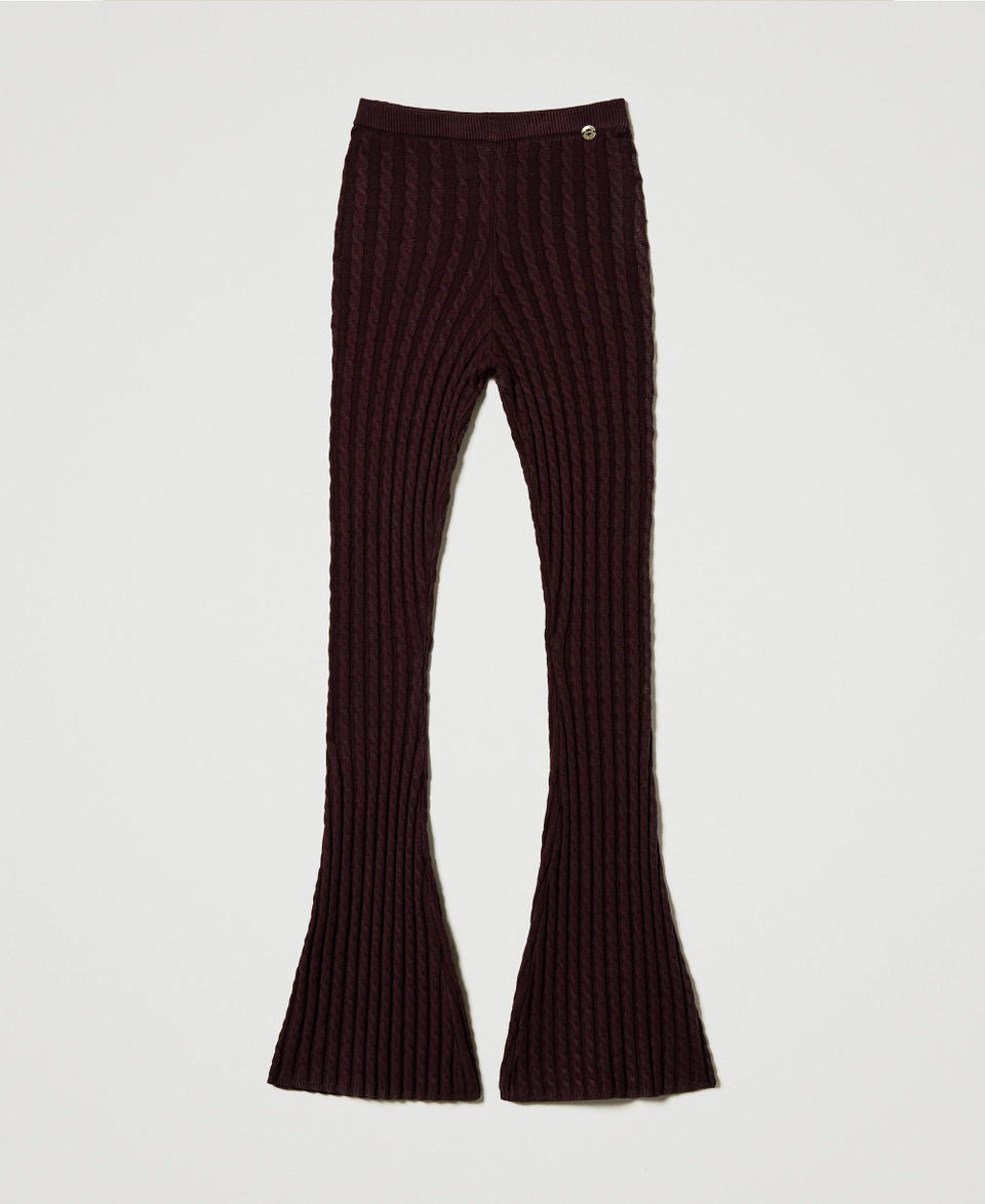 Twin Set Pantaloni flare in maglia a trecce Vendita Calda
