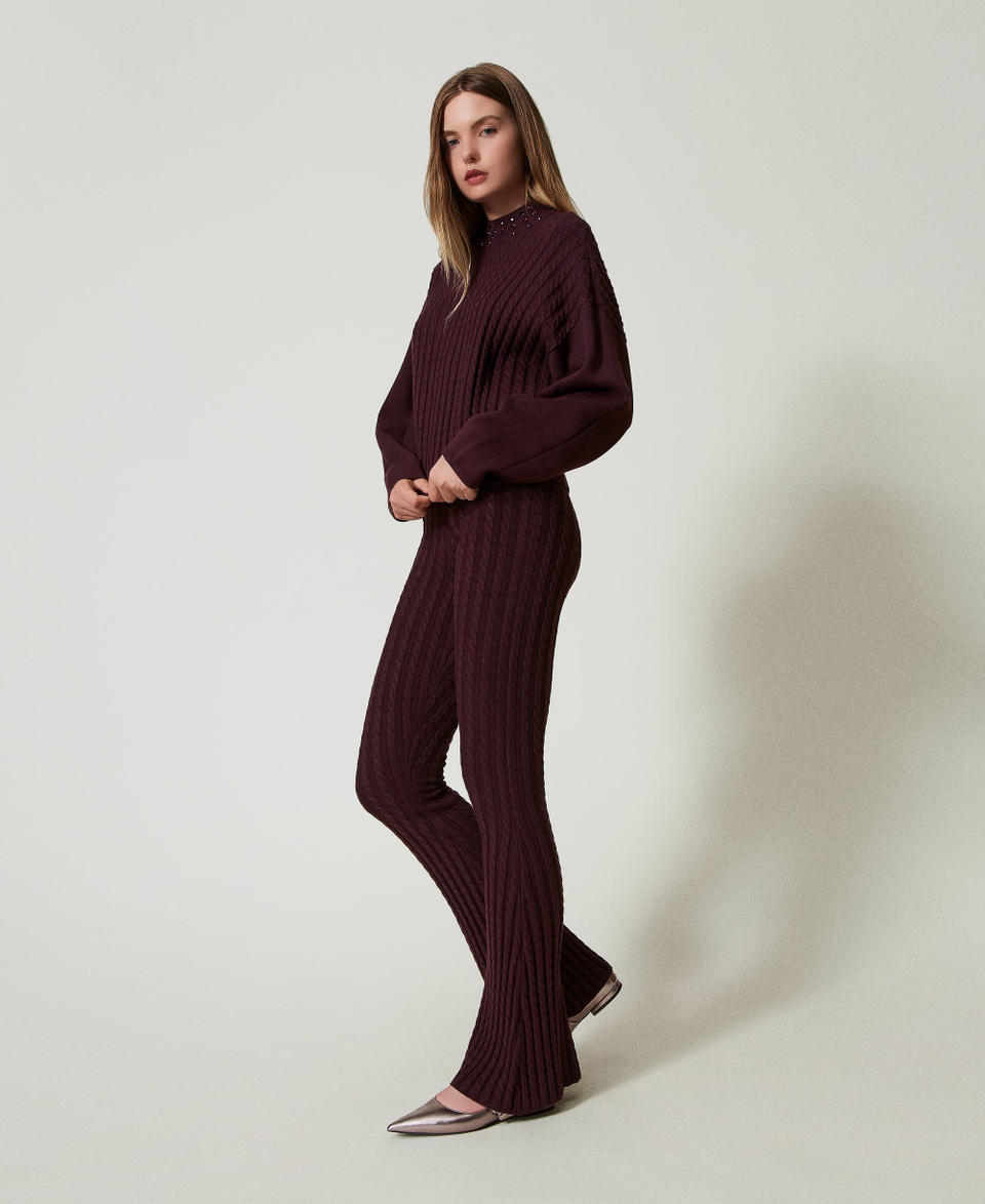 Twin Set Pantaloni flare in maglia a trecce Vendita Calda