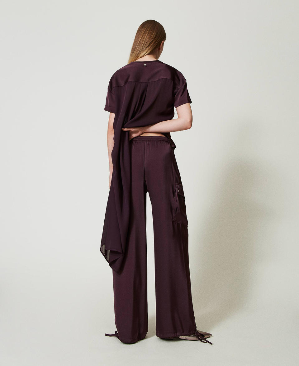 Twin Set Pantaloni cargo in raso Super sconto