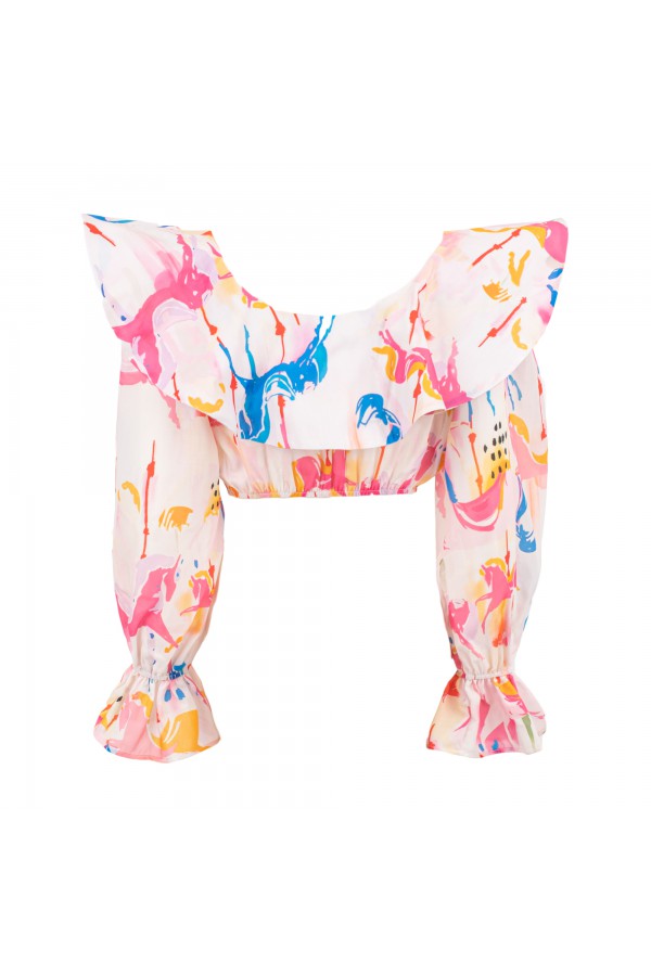U R Ink LA PAZ 124S3U6 TOP e BODY BIANCO-ROSA-BLU Grandi sconti