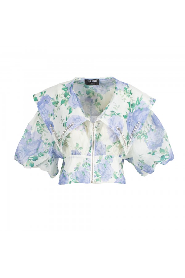 U R Ink MARTINEZ 234S4V9 CAMICIE e BLUSE BIANCO-CELESTE Spedizione Gratuita