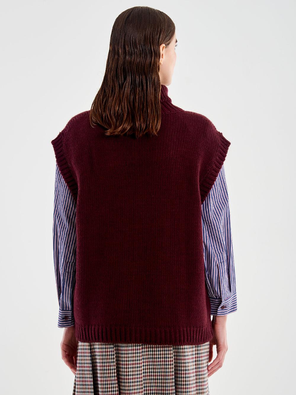 Vicolo Pull Collo Alto senza Maniche Bordeaux Latest fashion