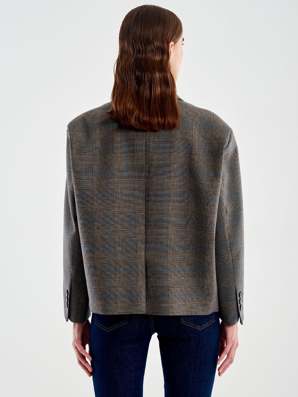 Vicolo Giacca Oversized Cropped Quadri Marrone Bestseller