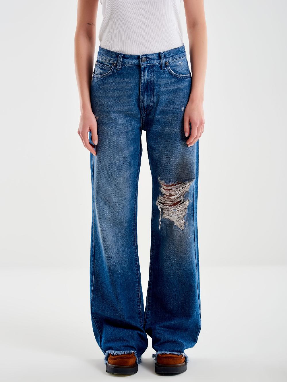 Vicolo Jeans Ampio Zeno Sfrangiato Blu Trasporto libero internazionale