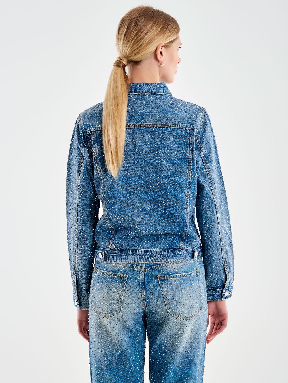 Vicolo Giacca Jeans con Strass Blu Limitato a 3 giorni