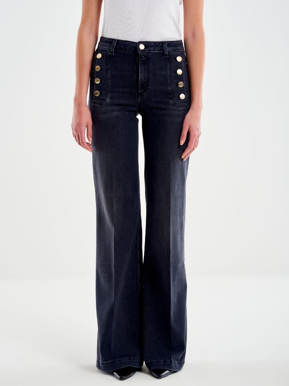 Vicolo Jeans Giudith con Bottoni Nero Nero Duty-free