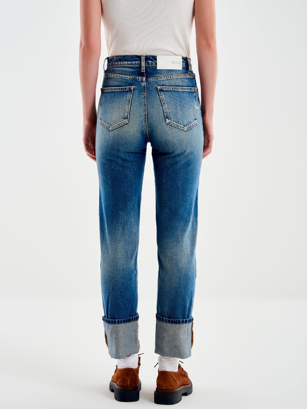 Vicolo Jeans Straight con Risvolto Blu Italy
