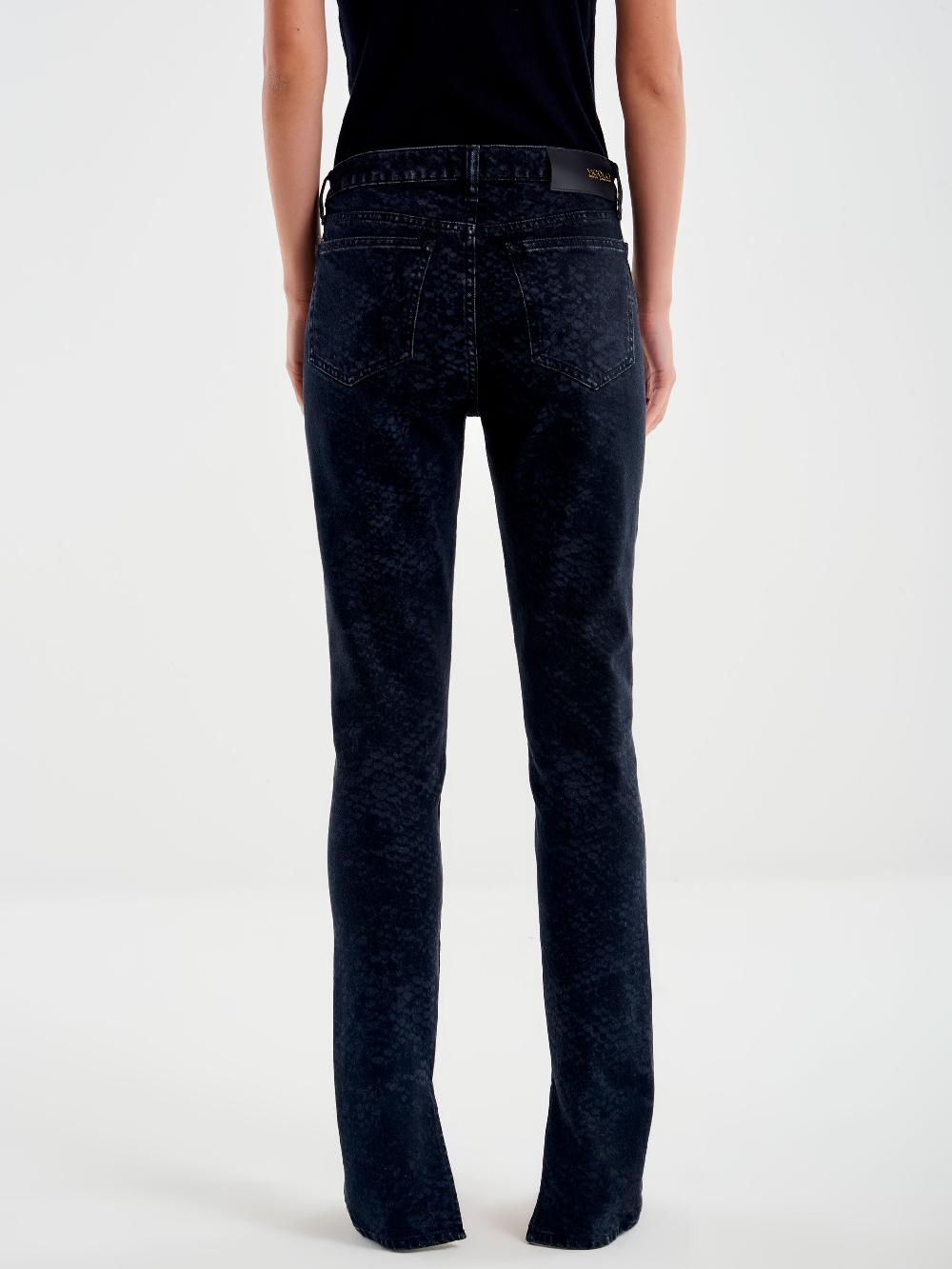 Vicolo Jeans Nilde Skinny Effetto Pitonato Nero In Linea