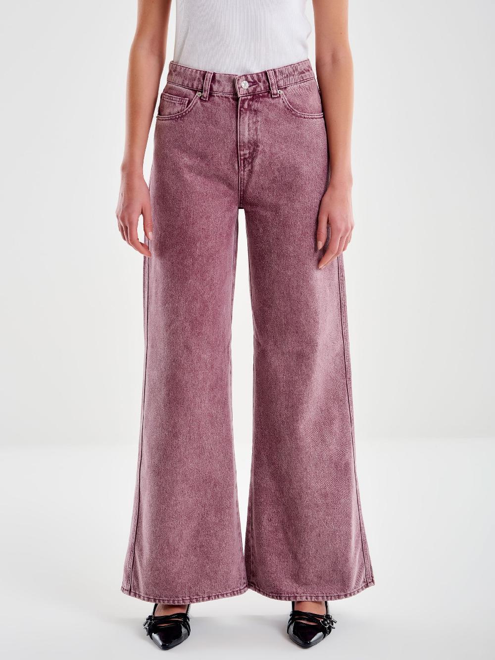 Vicolo Jeans Kia Wide Leg Bordeaux Bordeaux Vendita