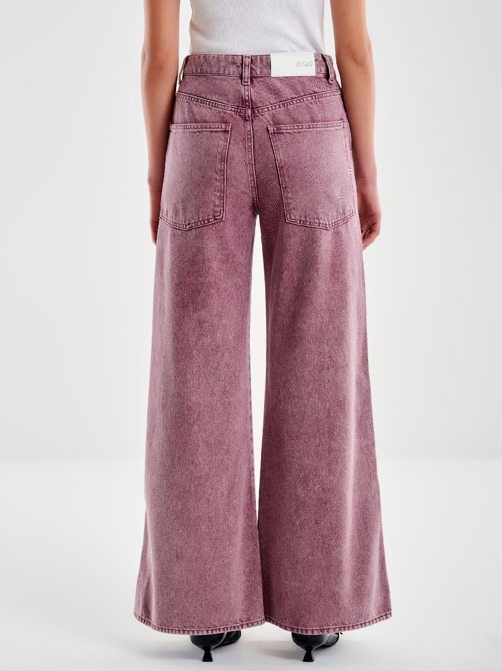 Vicolo Jeans Kia Wide Leg Bordeaux Bordeaux Vendita