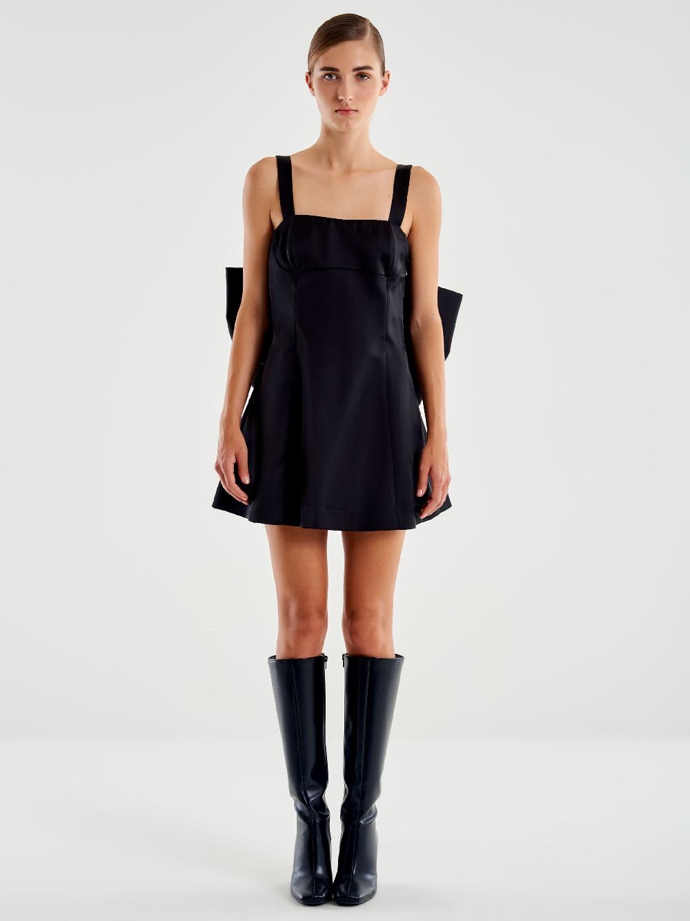 Vicolo Abito Mini con Maxi Fiocco Nero Fino Al -60%