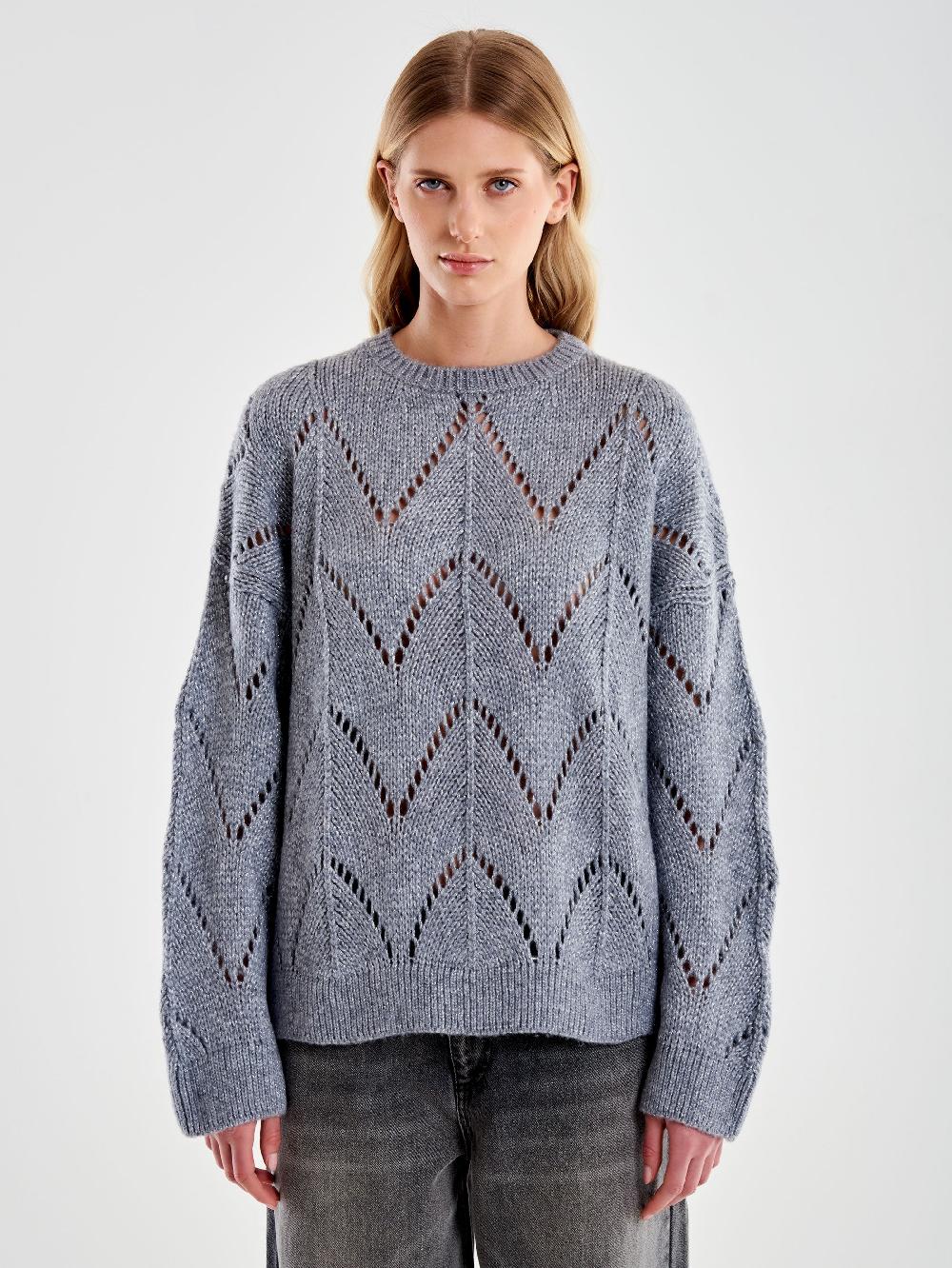 Vicolo Girocollo Over Trecce Lurex Grigio Online
