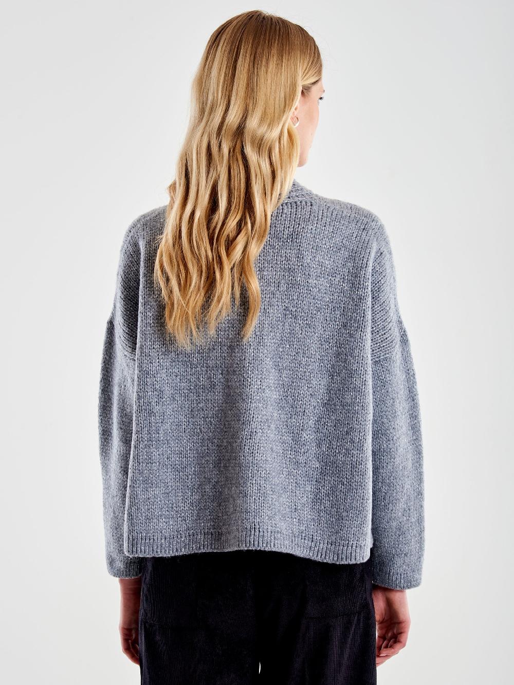 Vicolo Cardigan Bottoni Gioiello e Scollo a V Grigio Saldi