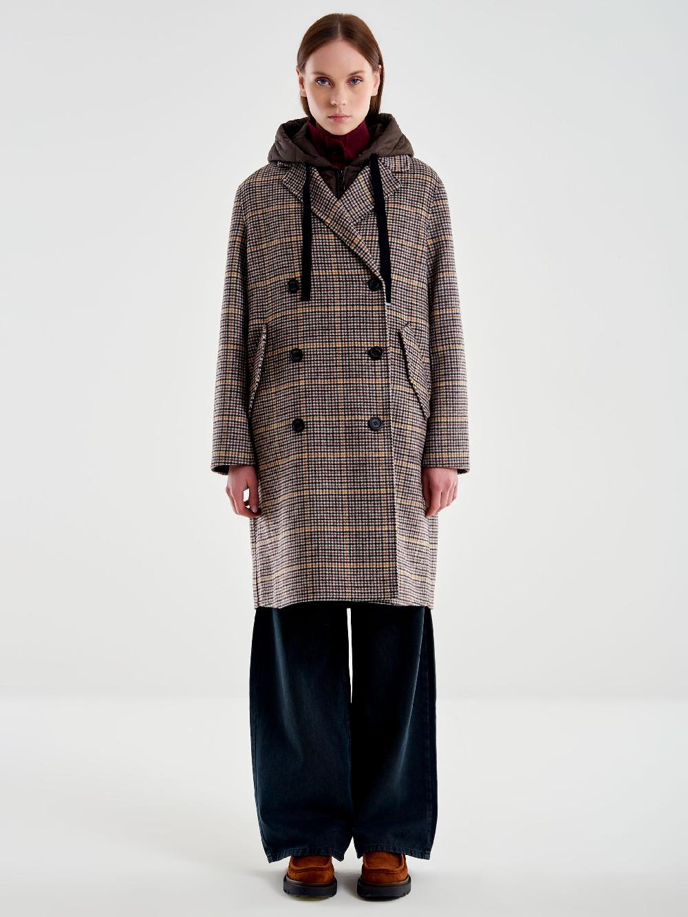 Vicolo Cappotto Check con Gilet Imbottito Beige Offerta per la Festa della Mamma