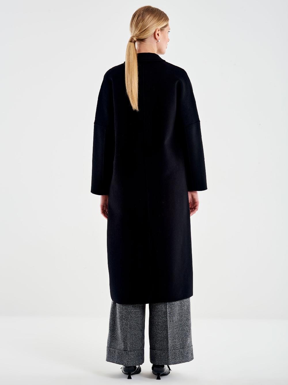 Vicolo Cappotto Doppiopetto Basic Lungo Nero Offerta Anniversario