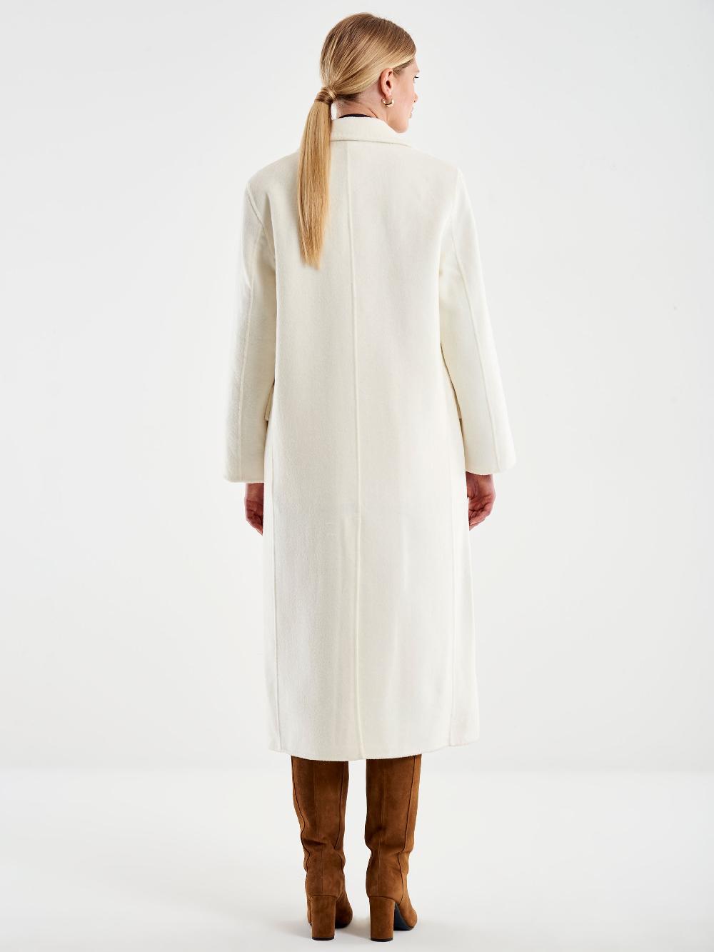 Vicolo Cappotto Lungo Doppiopetto Bianco Vendita calda