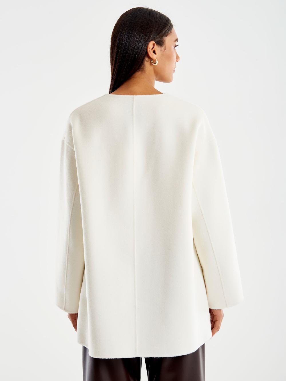 Vicolo Cappotto Corto Scollo a V Bianco Offerta migliore