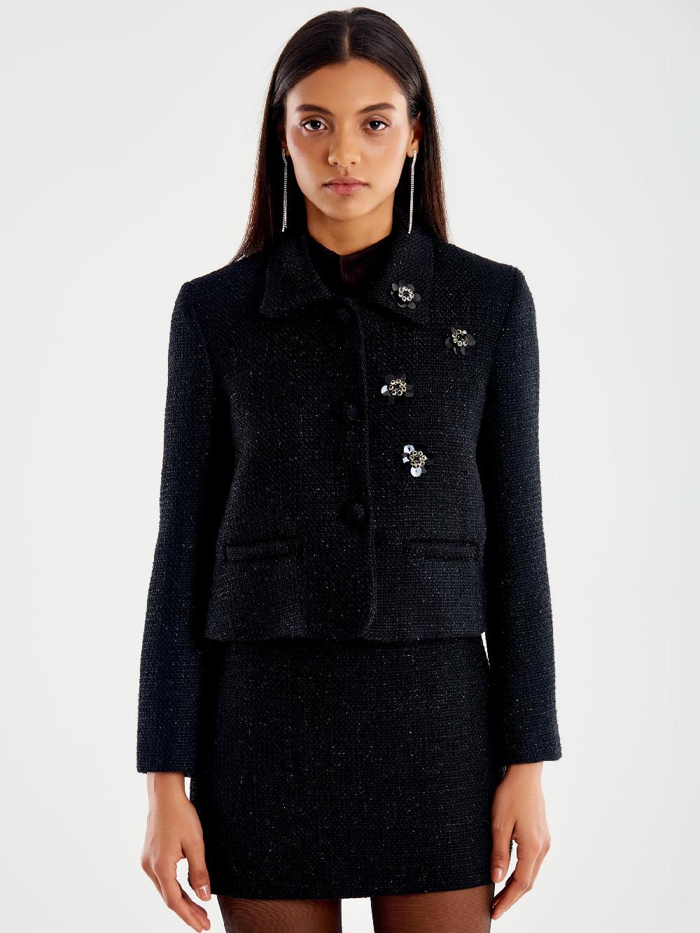 Vicolo Blazer Lamè Cropped Nero Online Outlet