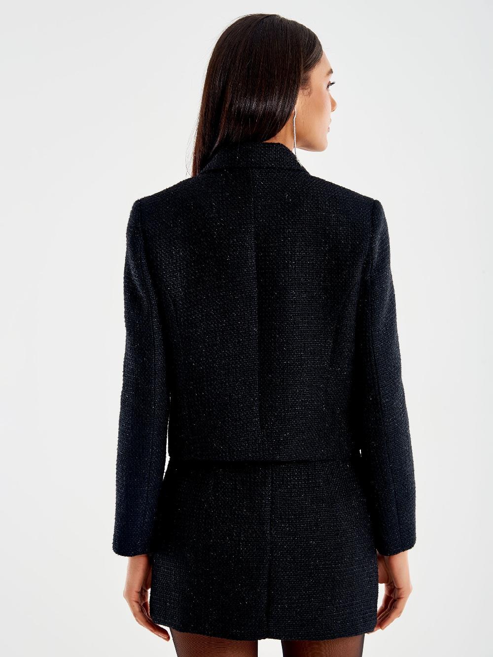 Vicolo Blazer Lamè Cropped Nero Online Outlet