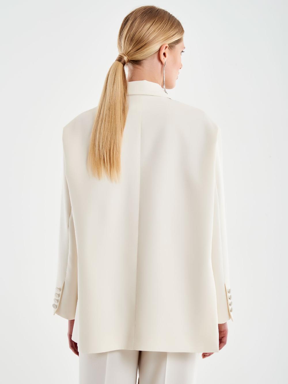 Vicolo Blazer Oversized con Revers a Contrasto Bianco Lightning offer