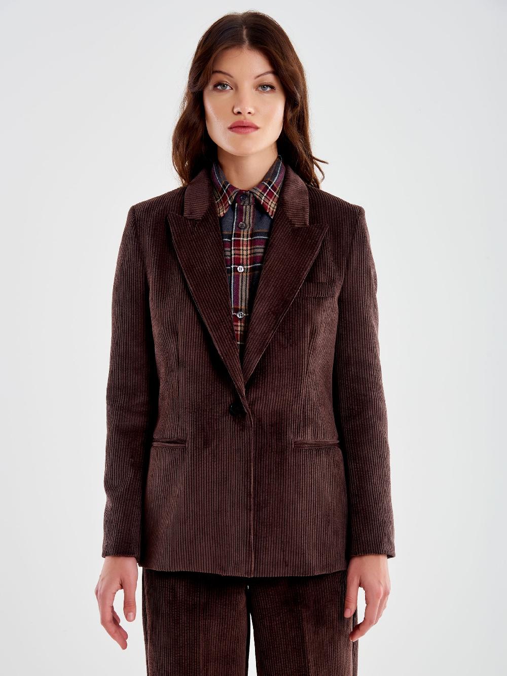 Vicolo Blazer Monopetto in Velluto a Coste Moro Liquidazione