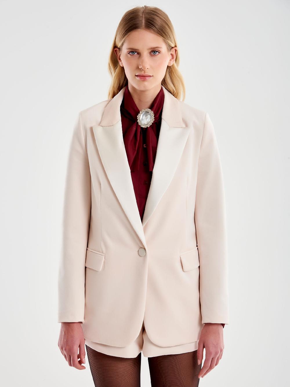 Vicolo Blazer Velluto con Reverse Satin Bianco Offerte giornaliere