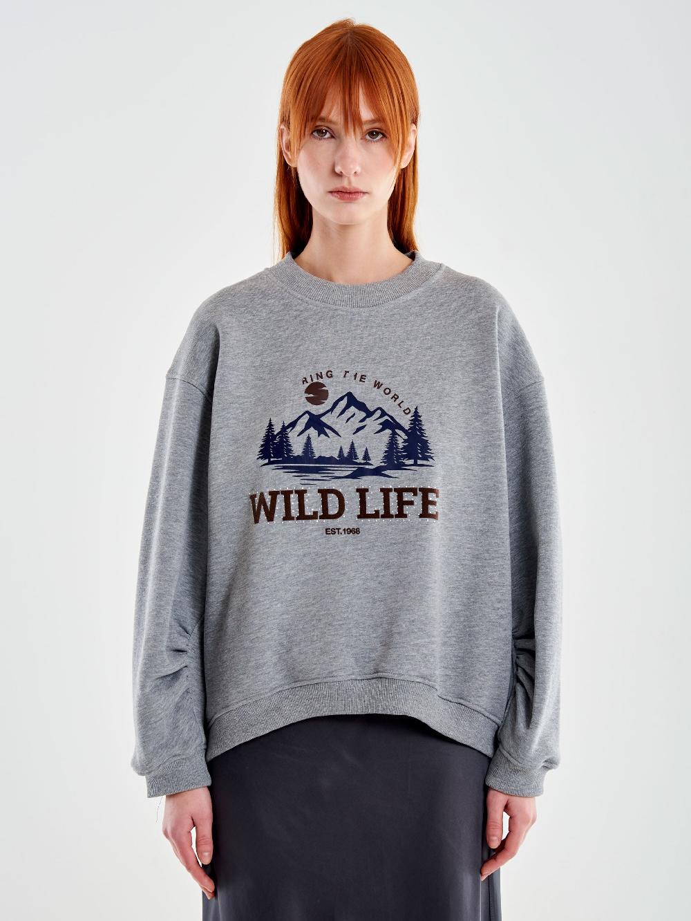 Vicolo Felpa Oversized Wild Life Grigio Rilascio limitato