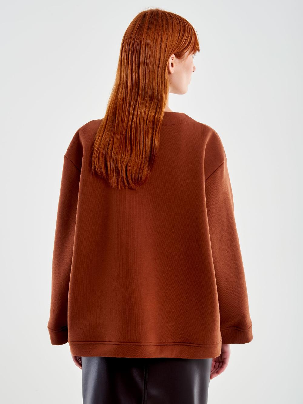 Vicolo Cardigan in Felpa con Patch e Spille Marrone Ultimi tre giorni