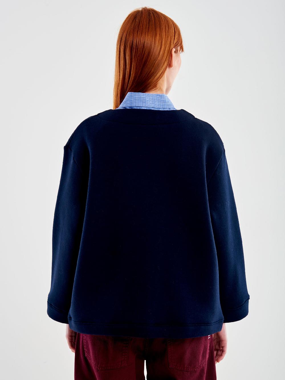 Vicolo Cardigan in Felpa con Patch Blu ACQUISTA ORA