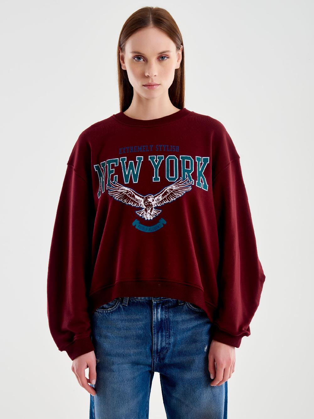 Vicolo Felpa Oversized Varsity Bordeaux Ultimi due giorni