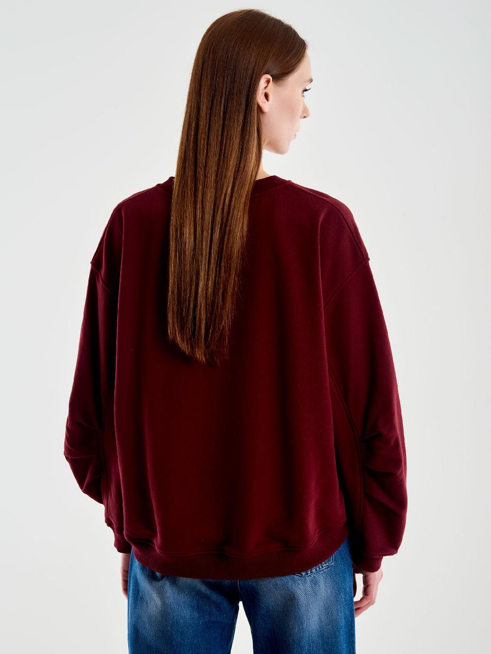 Vicolo Felpa Oversized Varsity Bordeaux Ultimi due giorni