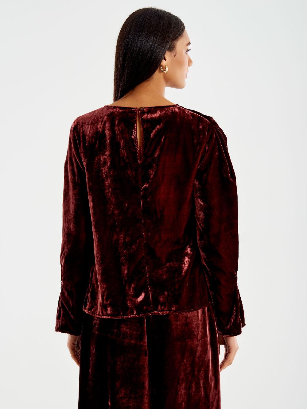 Vicolo Blusa Girocollo Velluto Bordeaux Fino al 65% di sconto